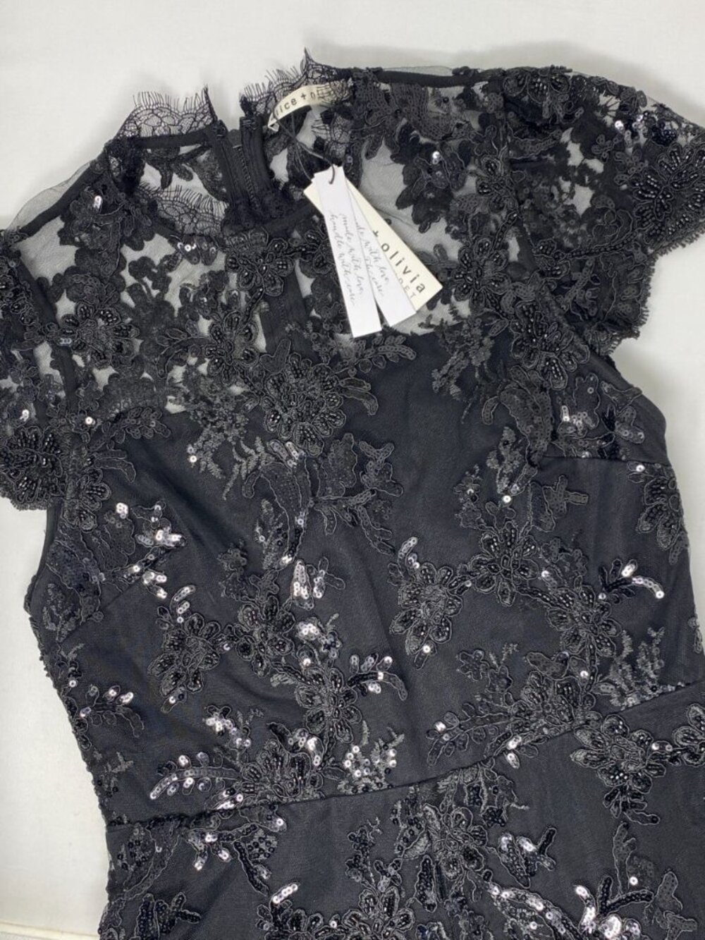 Alice + Olivia Alaina Black Lace Romper 6 NWT $550 - Picture 9 of 14